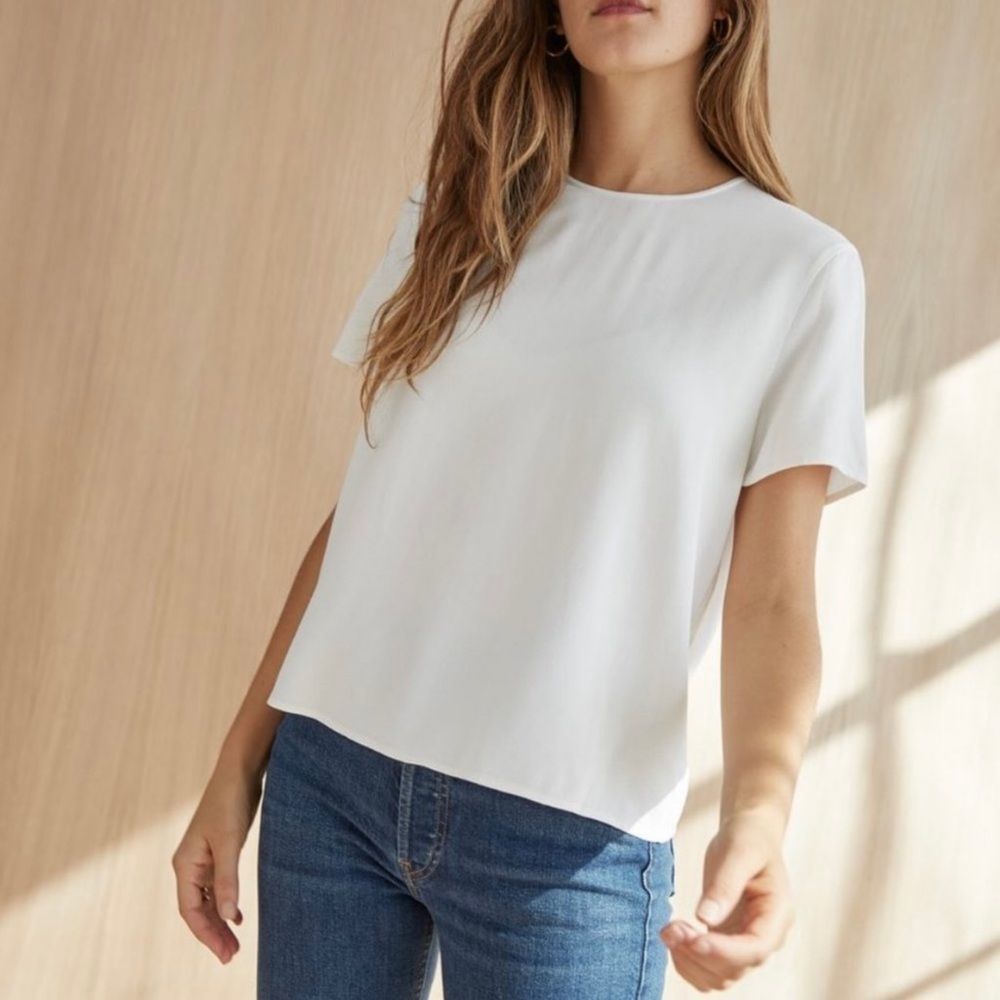 Jenni Kayne Crepe T-Shirt in Ivory